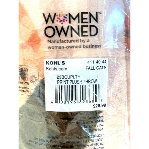 Kitty Cat Kitten Peach Supersoft Plush Throw Blanket Autumn Fall The Big One NEW - Picture 5 of 6